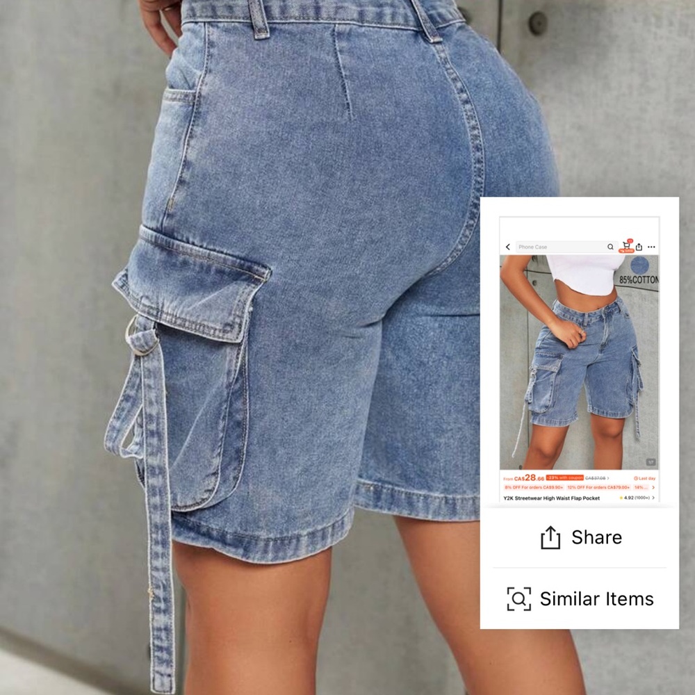 SHEIN Blue Denim Cargo Shorts